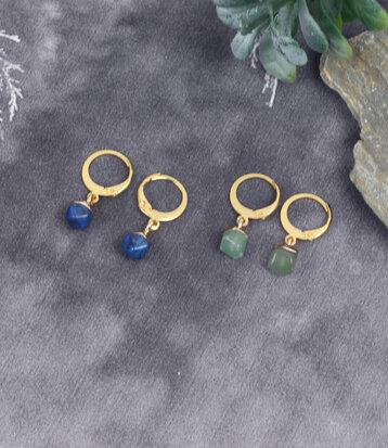Mini créoles doré avec lapis lazuli