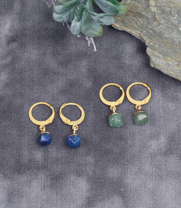 Mini créoles doré avec lapis lazuli