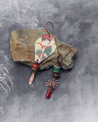 Boucles d'oreilles japonisantes Geisha