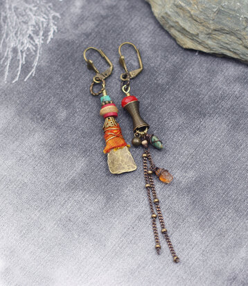 Boucles d'oreilles berberes avec turquoises