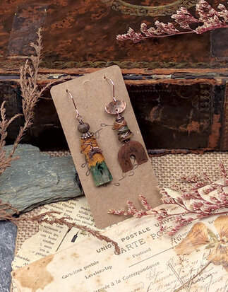 Boucles d'oreilles paganes avec agate verte