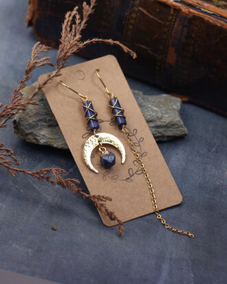 Boucles d'oreilles lapis lazuli demi lune