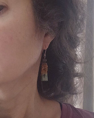 Boucles d'oreilles paganes avec agate verte