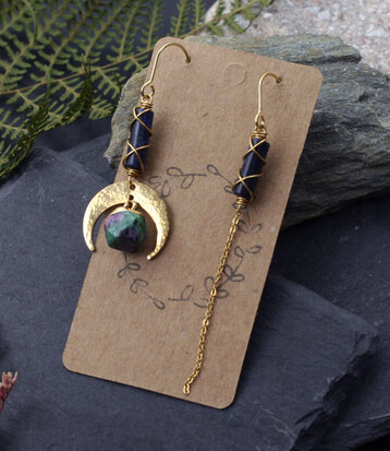 Boucles d'oreilles demi lune lapis lazuli