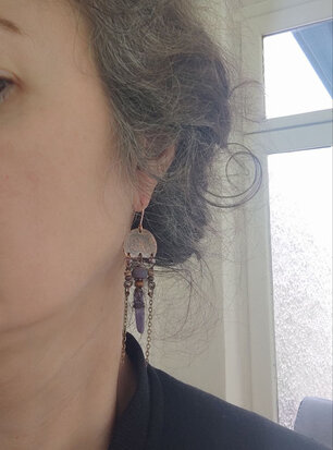 Boucles d'oreilles en cuivre avec amethyste