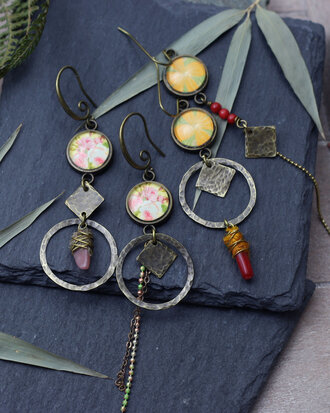 Boucles d'oreilles bronze geometriques