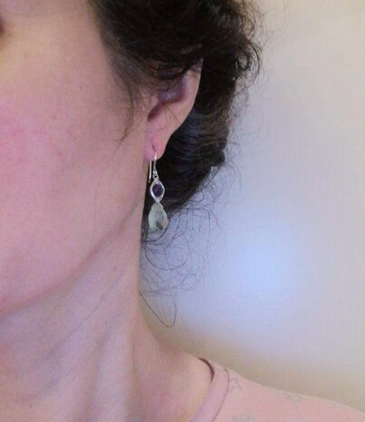 Boucles d'oreilles l'oeil avec amethyste