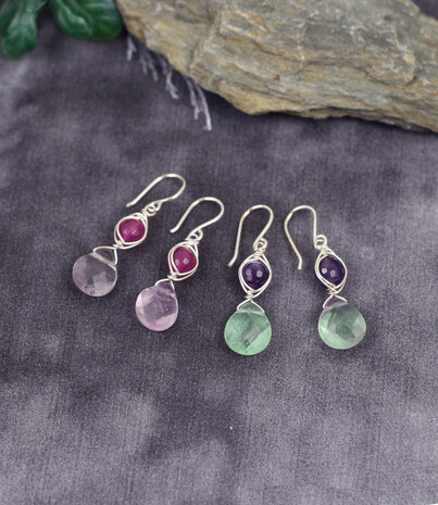 Boucles d'oreilles l'oeil avec amethyste