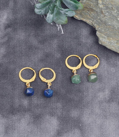 Mini créoles doré avec lapis lazuli