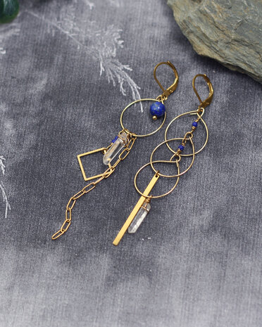 Boucles d'oreilles lapis lazuli cercles dores