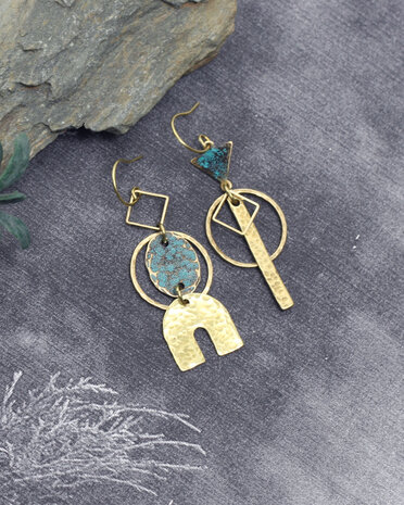 Boucles d'oreilles turquoises geometriques