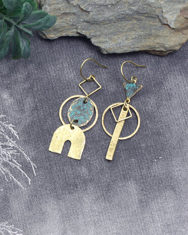 Boucles d'oreilles turquoises geometriques