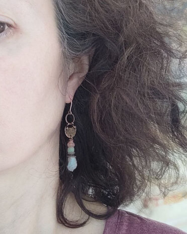 Boucles d'oreilles Arbre de vie vert bleu