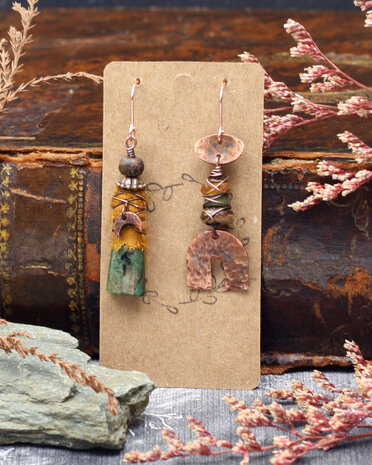 Boucles d'oreilles paganes avec agate verte