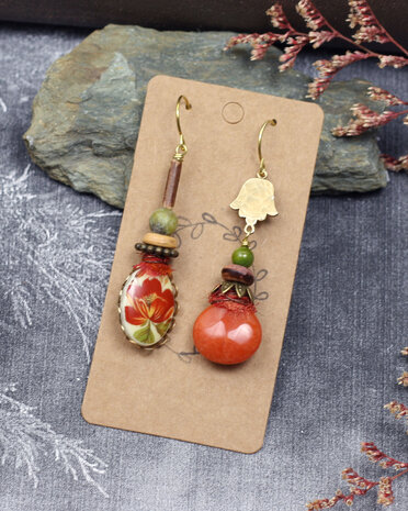 Boucles d'oreilles bohemes fleur orange
