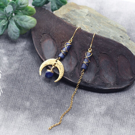 Boucles d'oreilles lapis lazuli demi lune