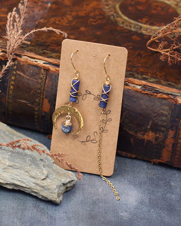 Boucles d'oreilles lapis lazuli demi lune