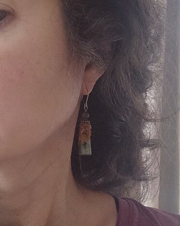 Boucles d'oreilles paganes avec agate verte