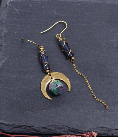 Boucles d'oreilles demi lune lapis lazuli