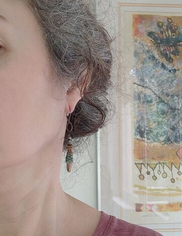 Boucles d'oreilles Oiseau rose cuivre