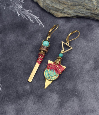 Boucles d'oreilles triangles avec turquoise