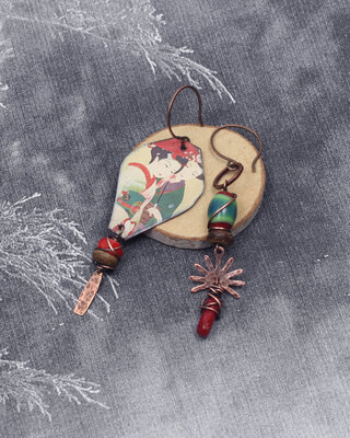 Boucles d'oreilles japonisantes Geisha