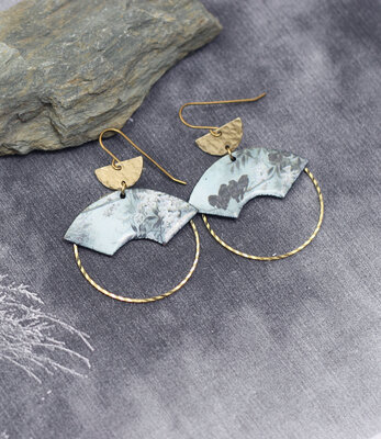 Boucles d'oreilles japonisantes Les oiseaux et les fleurs