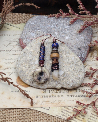 Boucles d'oreilles lapis lazuli et cuivre