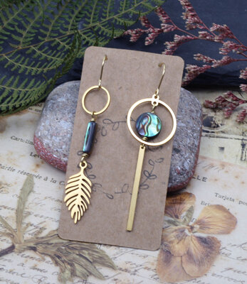 Boucles d'oreilles Fougere avec abalone
