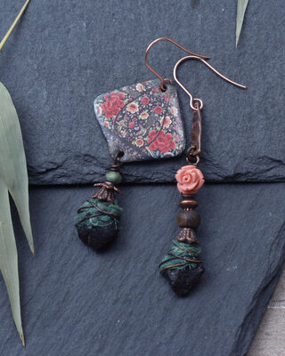 Boucles d'oreilles gitannes motif fleuri