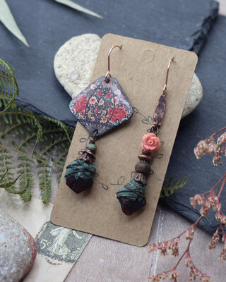 Boucles d'oreilles gitannes motif fleuri